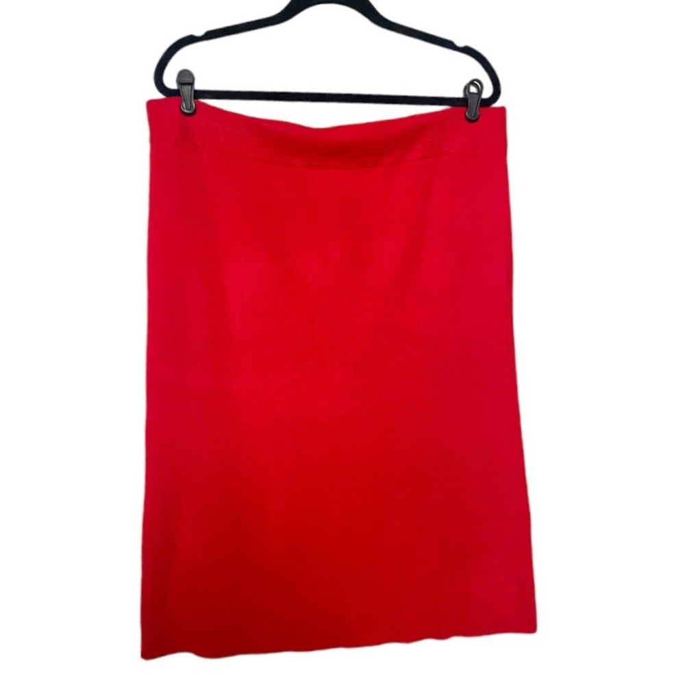Banana Republic Factory Sweater Knit Pull-On Skirt Bright Red Career Holiday XL